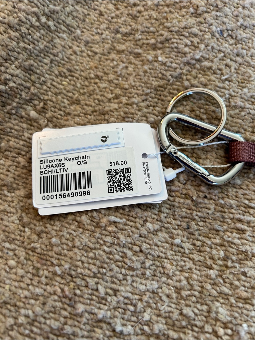 lululemon athletica Dusty Brown Silicone Keyring Wristlet with Metal Clip - Picture 2 of 3